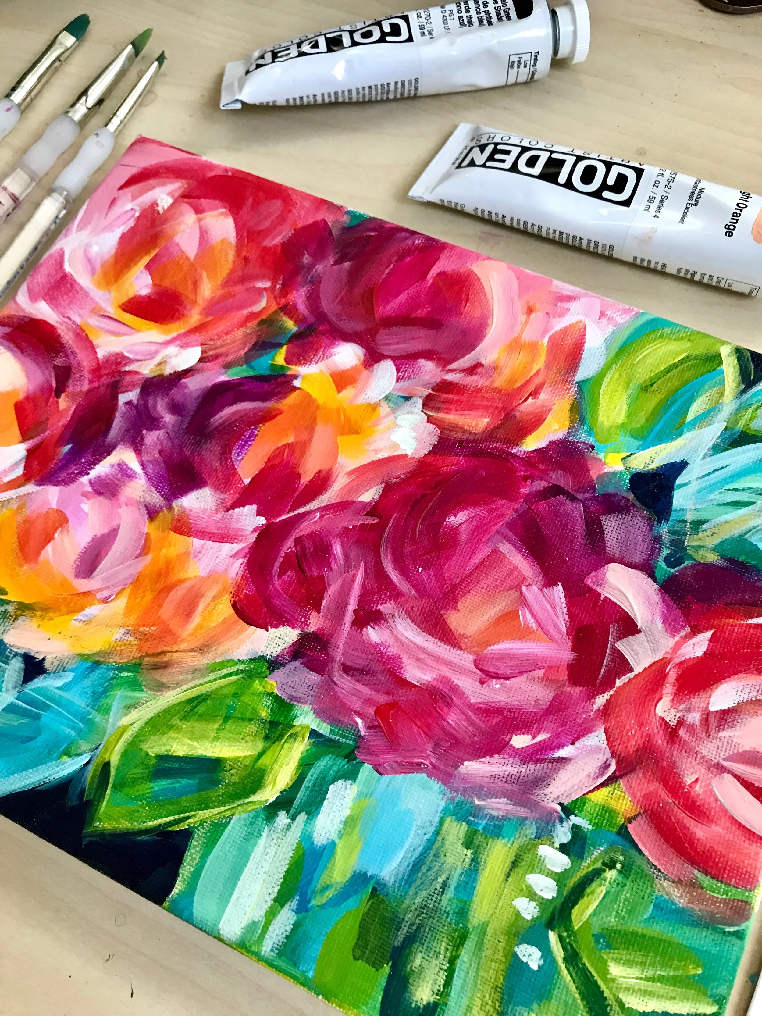 Tips and Techniques for Painting Abstract Flowers with Acrylics on Canvas — Elle Byers Art